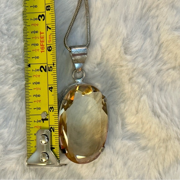 Large Peach Tourmaline Pendant Necklace - Picture 6 of 10